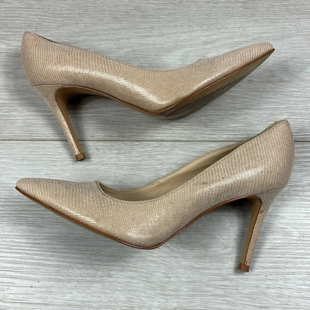 Marc Fisher Snakeskin Beige Pointed Toe Heel Pump size 7.5